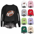 thumbnail image 1 of Meichang Chandails de Football pour Femmes, Coupe Ample, Manches Longues, Col Ras du Cou, Chandail à Imprimé de Football pour Jour de Match, Chandail à Manches Longues à Enfiler, Coupe Ample, Chandail Sundy, 1 of 5