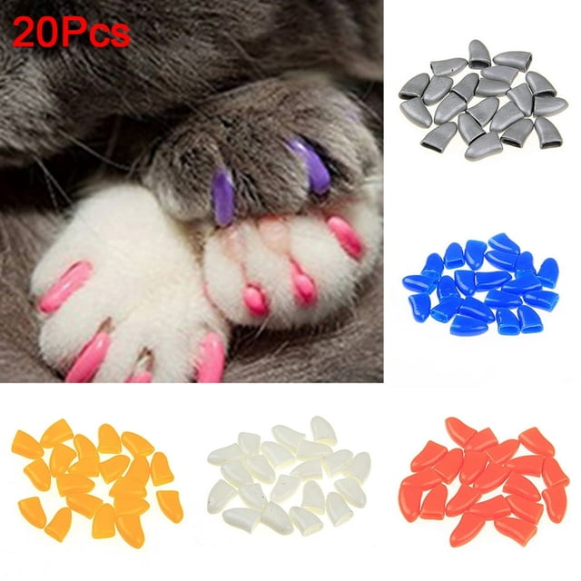 20Pcs Pet Cats Kitten Anti-scratch Grooming Nail Paws Claw Cap Cover Protector