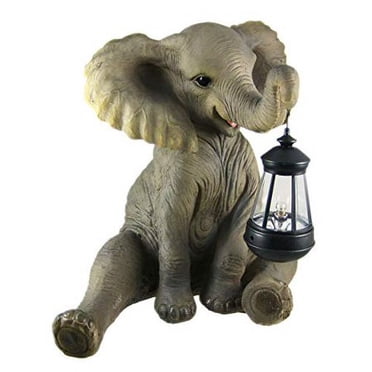 Statue Mignonne d'Éléphant Africain pour Porche / Jardin avec Lanterne par Things2Die4