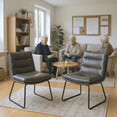 thumbnail image 1 of Homy Casa Set of 2 Upholstered Dining Chairs with Tufted Backrest and Brushed Silver Metal Legs, 1 of 7
