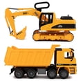 thumbnail image 1 of Excavator & Dump Truck Toy for Kids (Set of 2) - Moveable Claw & Lifting Back - Garbage Truck & Bulldozer Digger - Construction Vehicle for Kids & Children by Toy To Enjoy, 1 of 5