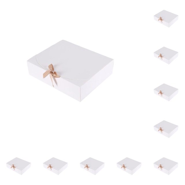 QualitChoice 10 Pieces Paper Gift Packaging Box with Ribbon Wedding Ceremony Engagement Cookie Candy Packing Case Portable Favor Boxes White 31x26x8cm White 27x20x8cm