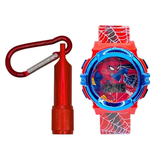 Spiderman Digital Flashing Watch with Flashlight Set