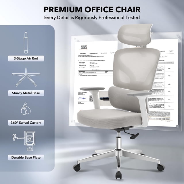 EDTara Mesh Ergonomic Office Chair, High-Back Swivel Design With Adjustable Lumbar Support, 3d Armrests and Reclining Back