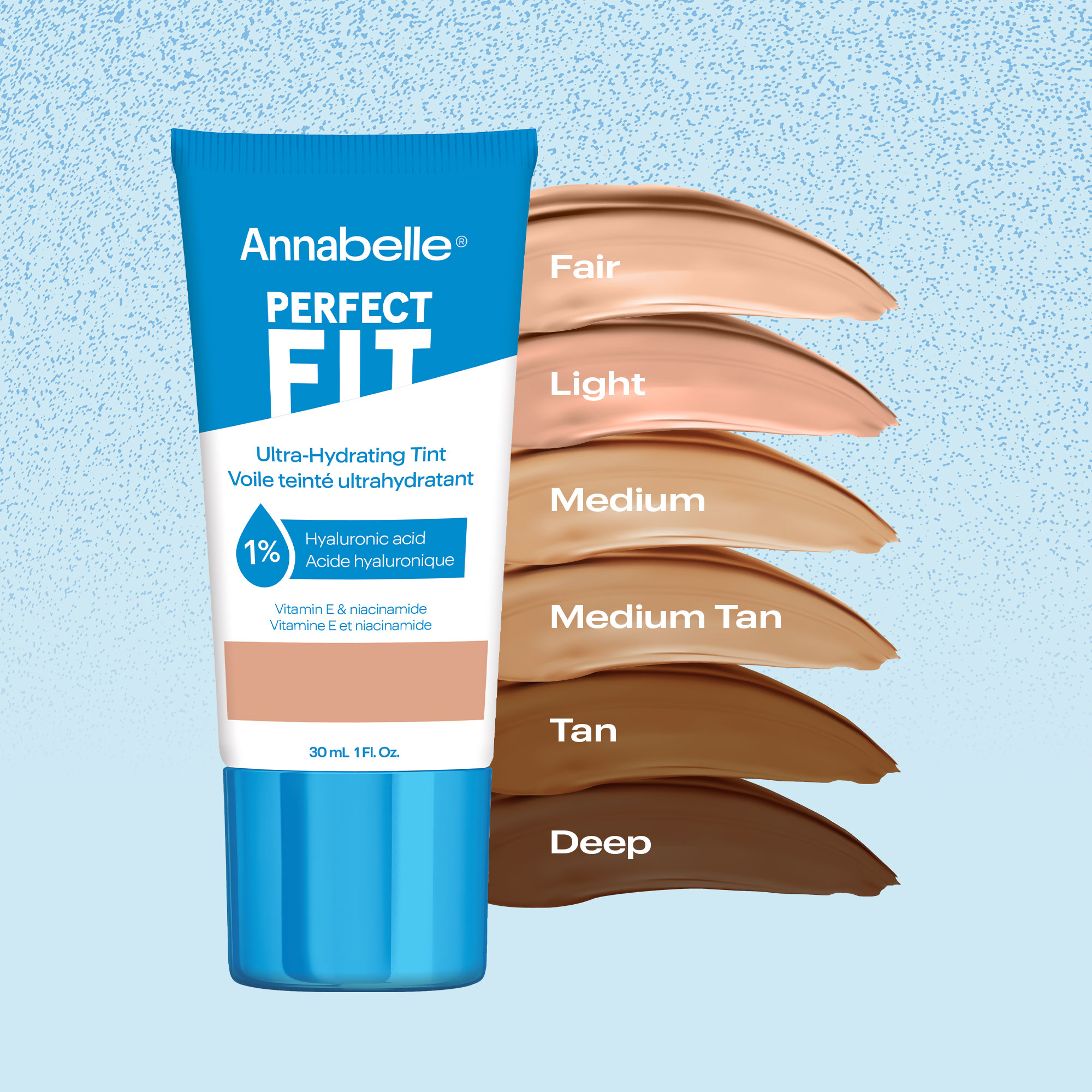 Perfect Fit Teint Ultra-Hydratant avec 1 % d'Acide Hyaluronique, de niacinamide, de Caféine et de Vitamine E