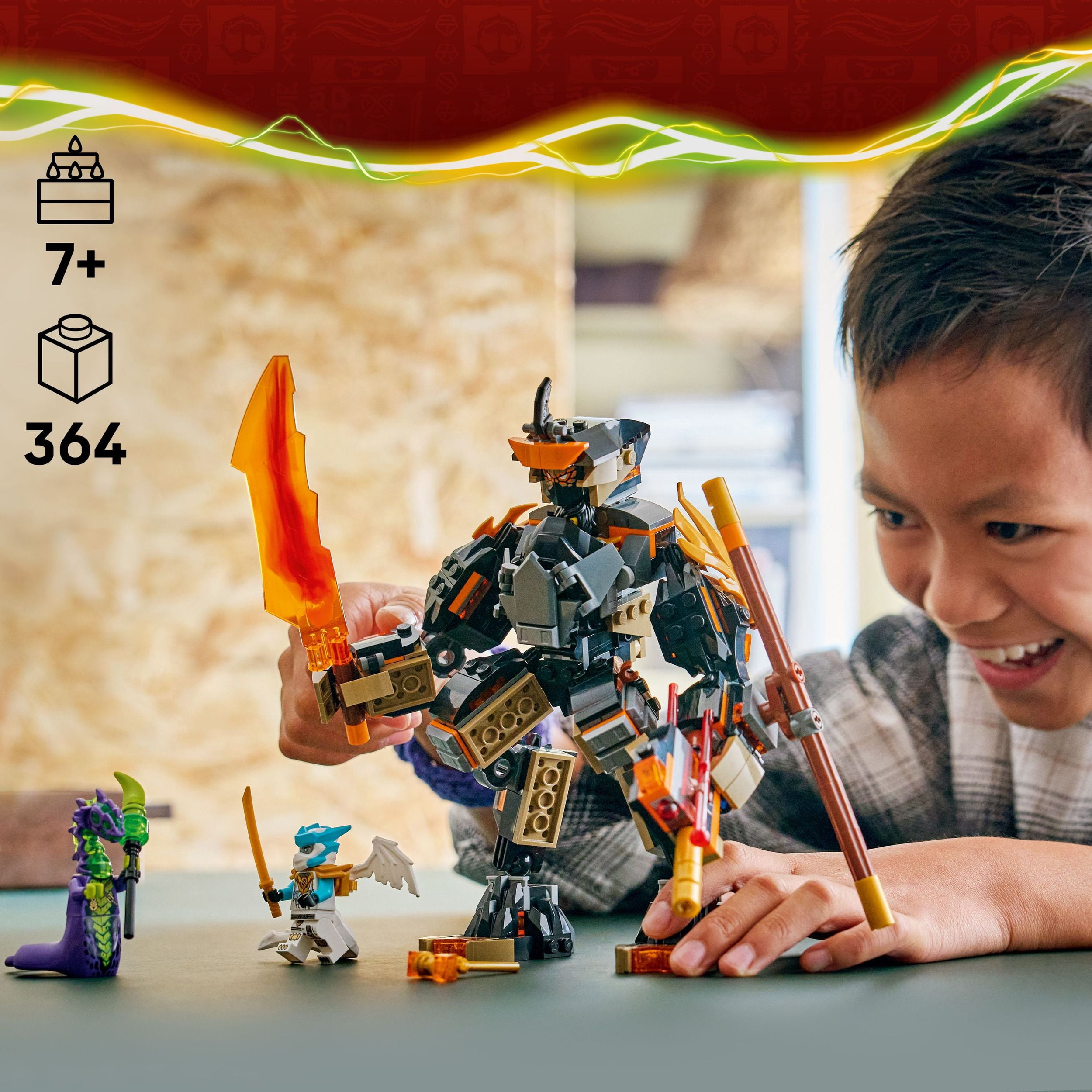 LEGO NINJAGO Cole’s Mission Mech & Dragon Zane Building Toy for Boys, Girls & Kids, Ages 7+ - Poseable Mech W/Cole, Acid Monster, & Zane Minifigures for Pretend Play - Gift Idea for Birthdays - 71854