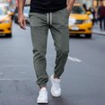 thumbnail image 1 of Ceisia Men Solid Color Loose Casual Pants Elastic Waist Drawstring Sports Gift Work Trousers, 1 of 8