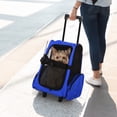 thumbnail image 4 of PawHut 2-in-1 Rolling Pet Carrier Backpack for Cats Dogs with Handle Blue, 4 of 9