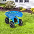 thumbnail image 4 of Costway Chariot de Jardin Roulant Siège de Travail Robuste avec Siège Pivotant à 360° et Hauteur Réglable Bleu, 4 of 10