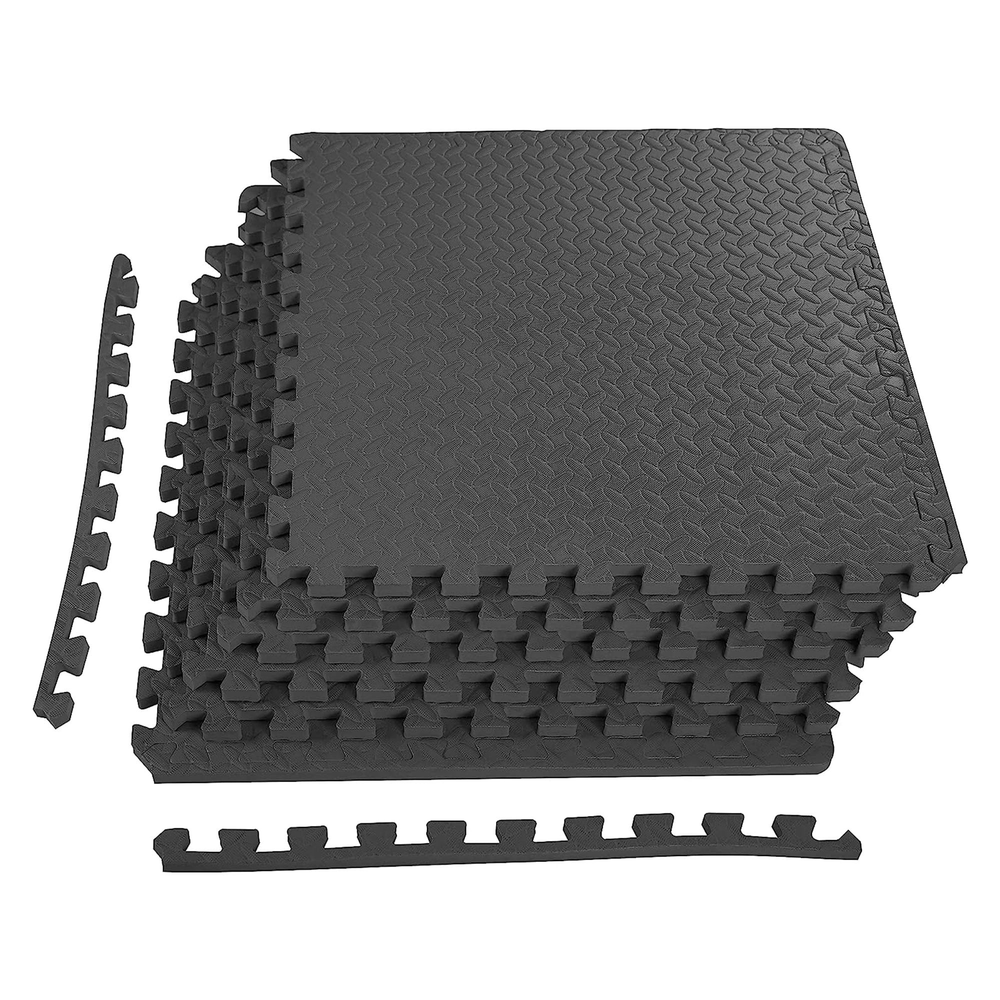 BalanceFrom Puzzle Exercise Mat with EVA Foam Interlocking Tiles (Black)