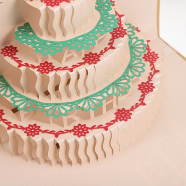 HONMEET Musical Birthday Greeting Cards with Golden 3D Cake Visual Effect and Light Up Feature