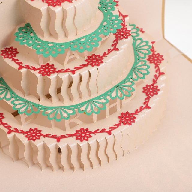 HONMEET Musical Birthday Greeting Cards with Golden 3D Cake Visual Effect and Light Up Feature