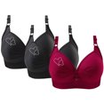 thumbnail image 1 of Bras for Women, 3PCS Womans Printing Gathered Together Large Size Daily Bra Underwear No Rims, 1 of 9