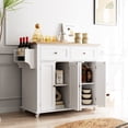 thumbnail image 2 of GloryStar Large Kitchen Island, 43" Storage Cart with Wheels, 2 Drawers, 4 Cabinet Doors, Spice and Wine Racks, 2 of 9
