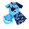 thumbnail image 2 of LSLJS Toddler Boy 3-Piece Swimwear Set Baby Boy Swimsuit Set Shark Bathing Suit Rash Guards Swimwear with Hat, 2 of 9