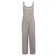 thumbnail image 4 of TMOYZQ Women's Cotton Linen Jumpsuits Casual Solid Color Loose Overalls Adjustable Straps Wide Leg Rompers with Pockets, 4 of 8