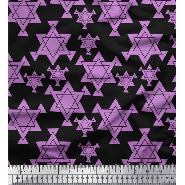 Soimoi Polyester Crepe Fabric Star Tetrahedron Geometric Decor Fabric Printed Yard 42 Inch Wide
