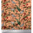 thumbnail image 1 of Soimoi Rayon Fabric Bird & Leaf Bird Print Sewing Fabric Yard 56 Inch Wide, 1 of 3