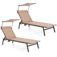 thumbnail image 1 of Costway Lot de 2 Chaises Longues d'Extérieur avec Pare-Soleil, Fauteuils Inclinables Réglables à 6 Niveaux, 1 of 9