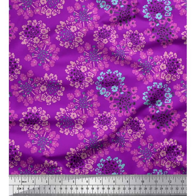 Soimoi Poly Georgette Fabric Flower Artistic Print Fabric by Yard 52 Inch Wide