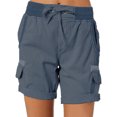 thumbnail image 1 of Innerwin Shorts Summer Casual Ladies Cargo Work Short Stretch Linen Dark Blue S, 1 of 7