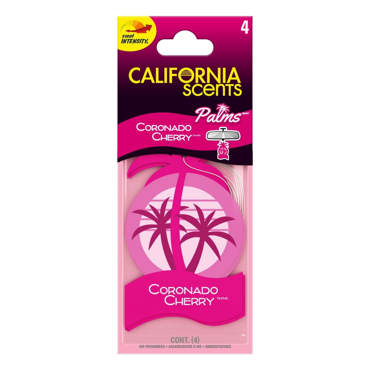 California Scents Palms Paper Coronado Cherry Air Freshener, 4 Pack, Holiday Gift and Stocking Stuffer