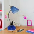 thumbnail image 4 of Simple Designs LD1015-CBL-LB 19.5" Flossy Organizer Desk Lamp with Charging Outlet Lazy Susan Base and LED Bulb, Blue, 4 of 6