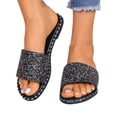 thumbnail image 4 of Cameland Women's Summer New Plus Size Frosted Sequin Line Over Beach Flats Light Sandals, 4 of 9
