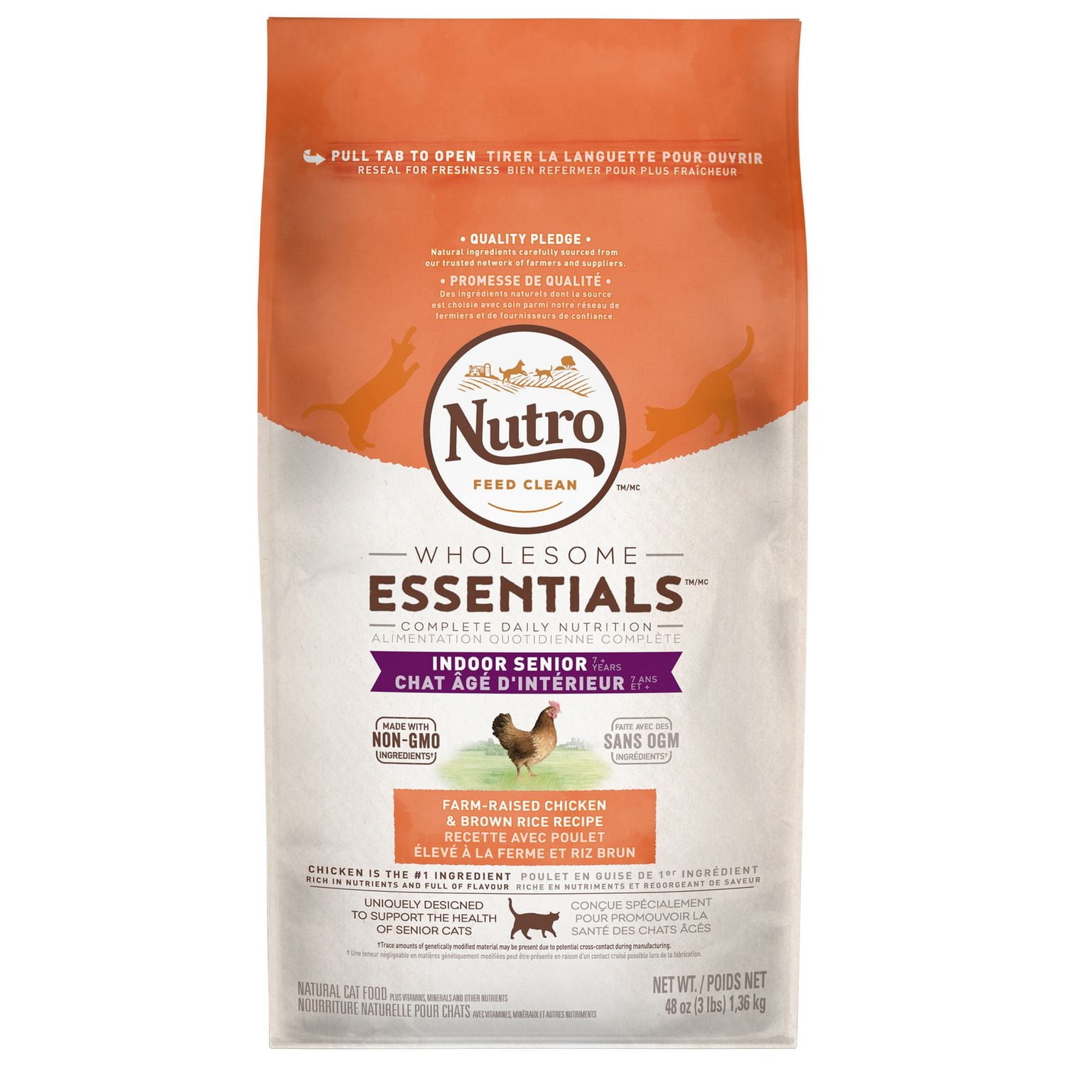 Nutro Indoor Senior CAT Chicken & Whole Brown Rice Recipe Dry CAT Food 1.36kg