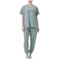 thumbnail image 1 of Pisexur Women's Solid Color Stretch Scrub Set, V Neck, Short Sleeve, Small, 1 of 2