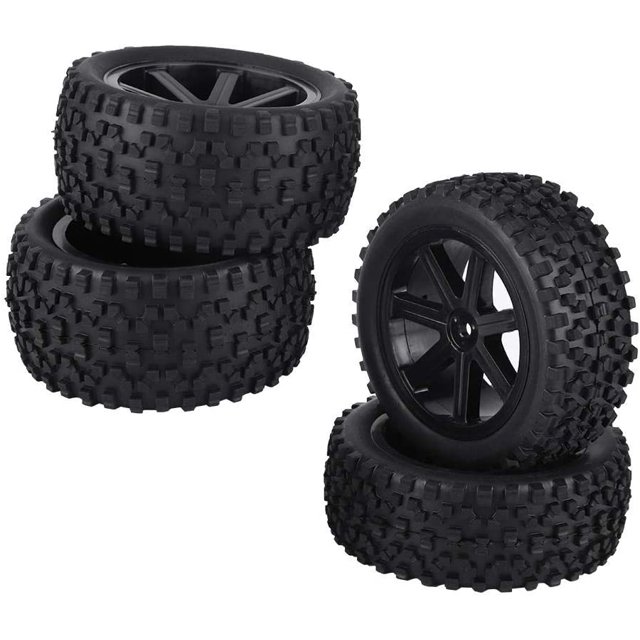 4pcs RC Racing Tire, 1/10 RC Truck Wheel Rubber Tire for ZD Racing Buggy Car(Black)