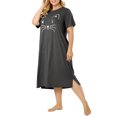 thumbnail image 2 of Agnes Orinda Nuisettes pour Femmes Grande Taille Col Rond Manches Courtes Pyjama à Imprimé Chats avec Poche 4X Gris Foncé, 2 of 7