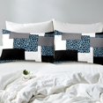 thumbnail image 3 of YST Mid Century Modern Queen Bed Sheets,Geometric Striped Fitted Sheet,Black White Blue Bed Set,Abstract Cheetah Bedding Set with 2 Pillowcases Microfiber,no Flat Sheet（No Top Sheet）, 3 of 5