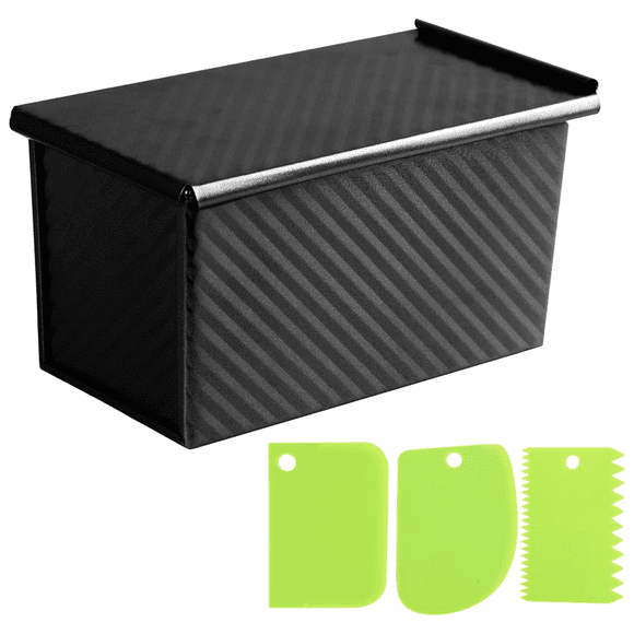 Bread Pans with Dough Scraper Cutter-Pullman Loaf Pan with Lid,Covered Bread Pan for Homemade Sandwich Bread and Baking