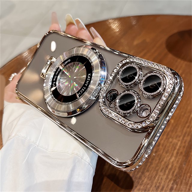 Luxe Shimmer Rhinestone TPU Phone Case - Magnetic, Crystal Clear & Shockproof - Perfect Fit for iPhone 15, 14, 13, 12 Pro Max, 11 & Plus Models