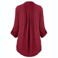 thumbnail image 1 of Women Ladies Large Size Button Solid Lace V-Neck Long Sleeve Shirt Blouse, 1 of 3