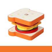 HLONK Kids Wooden Play Food Set - Pretend Play Kitchen Toys with Hamburger  Sandwich  Fries Cutting Boards - Educational Tableware Playset for Children