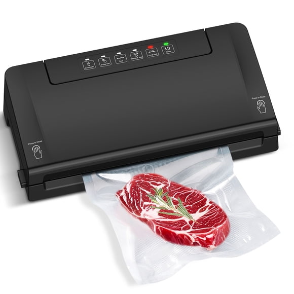 Mainstays vacuum sealer with built-in cutter and roll Storage, 1 vacuum seal roll included , black