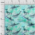 thumbnail image 2 of oneOone Georgette Viscose Turquoise Green Fabric Ocean Dolphin Craft Projects Decor Fabric Printed By The Yard 42 Inch Wide, 2 of 4