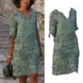 thumbnail image 2 of Kcodviy Robe Femme Grande Taille Moyenne Robe Femme Veste Longueur Imprimée à Manches Longues Robes Mini Femme Grande Taille Robe à Col en V, 2 of 5