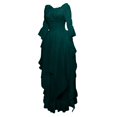 thumbnail image 3 of Yourumao Gothic Dresses for Women Renaissance Retro Solid Dress Plus Size Off Shoulder Maxi Dress Flared Sleeve Cosplay Costume Fall Winter Medieval Court Dress, 3 of 6