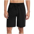 thumbnail image 1 of yoeyez Mens Athletic Shorts 7 Inch Inseam,Men's Solid Color Elastic Waist Button Shorts Casual Beach Shorts Summer Shorts Breathable Daily Basic Pants With Pockets Black,3XL, 1 of 6