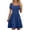 Navy, variant on Women's Summer Square Neck Dress Cute Short Sleeve High Waist Dresses Casual A-Line Swing Ruffle Dress Light Blue, 3XL