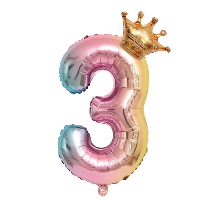 Birdeem Crown Number Foil Balloons Number Ballon Happy Birthday Party Decoration 32 Inch