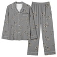 thumbnail image 1 of MeetoTime Pyjama d'Automne pour Femme, Ensemble 2 Pcs, Haut à Manches Longues Boutonné et Pantalon, Tenue de Nuit, 1 of 7