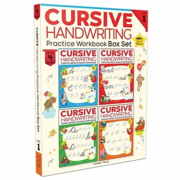 Cursive Handwriting - Petites Lettres, Lettres Majuscules, Lettres de Rassemblement et Famille de Mots: Cahiers d'Entraînement Niveau 1 pour Enfants (Ensemble de 4) Books)