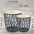thumbnail image 3 of PRISP Timballa Nesting Coffee Tables - Set of 2 Round Side Tables with Storage and Bamboo Lids; Basket End Tables for Living Room, Bedroom, Patio, Balcony & Home Decor, 3 of 9
