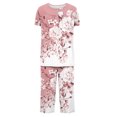 thumbnail image 5 of Pisexur Ensembles de Pyjama pour Femmes Mode Chemises de Nuit à Imprimé Floral pour Femmes Ensemble de Sommeil 2 Pcs Été Décontracté Col Rond Blouses Plissées Boutonnées Hauts et Pantalons Longueur sous le Genou avec Poches, 5 of 5