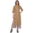 thumbnail image 1 of Moomaya Ensemble Décontracté en Viscose Style Santoon pour Femmes, Ensemble Palazzo 2 Pcs, Robe, Tenue Ethnique, 1 of 1