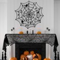 thumbnail image 1 of HOARBOEG Halloween Spiderweb Tablecloth Black Lace Bats Spider Party Table Decor Curtain, 1 of 9